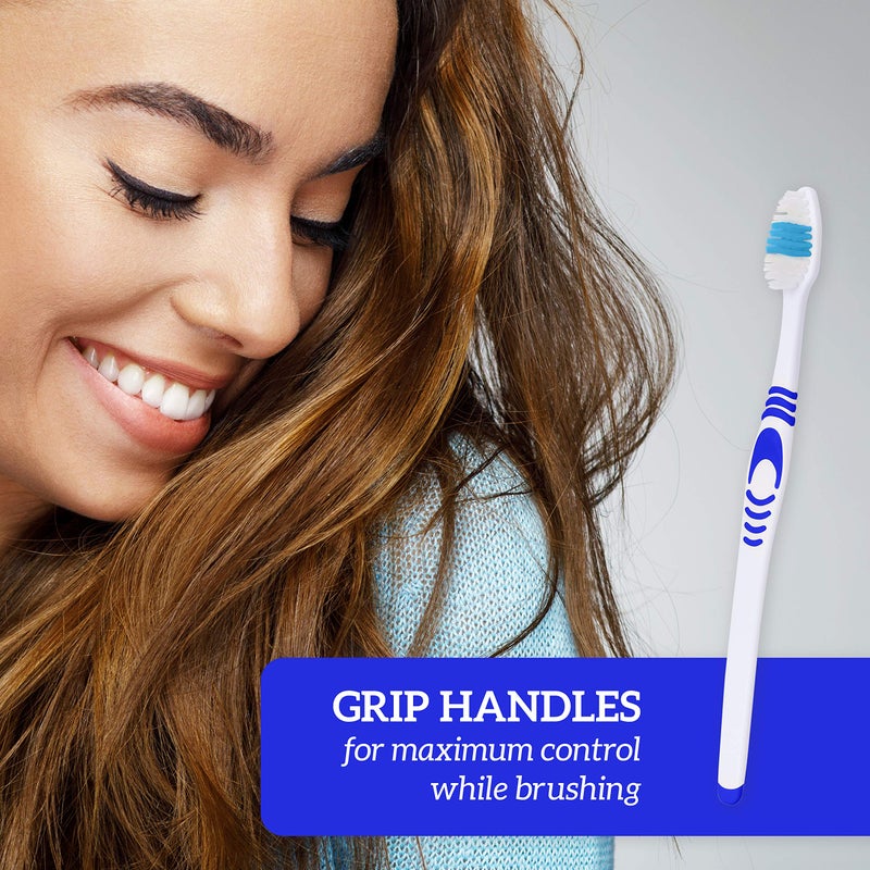 Lingito 25 Bulk Toothbrushes | Individually Wrapped | Manual Disposable Travel Toothbrush Set for Adults or Kids | Made with a Medium-Soft Large Head | Multi-Color | Travel Toiletry Oral Set - Image 3